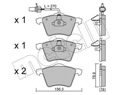 Колодки гальмівні (передні) Ford Galaxy 92-06/Seat Alhambra/VW Sharan 95-10 (+ датчики) Metelli 22-0550-0