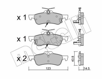 Колодки гальмівні (задні) Honda Civic IX 1.4-2.2D 12- Metelli 22-0556-2