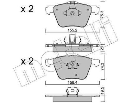 Колодки гальмівні (передні) Volvo XC90 02-14 Metelli 22-0599-0