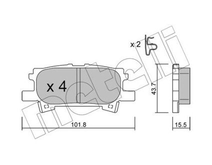 Колодки гальмівні (задні) Lexus RX 03-08 Metelli 22-0619-0