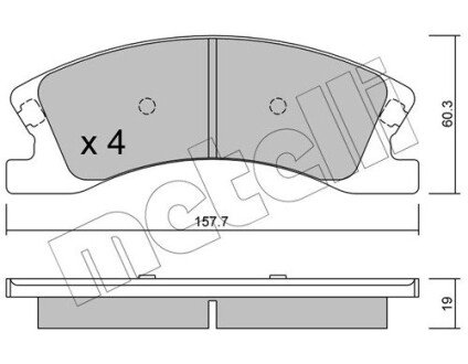 Колодки гальмівні (передні) Jeep Grand Cherokee II 99-05 Metelli 22-0626-0