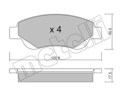 Колодки гальмівні (передні) Citroen С1/Peugeot 107 05-/108 14-/Toyota Aygo 05- Metelli 22-0637-0 (фото 1)