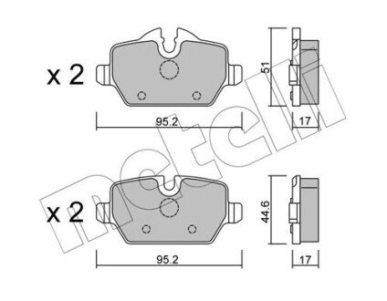 Колодки гальмівні (задні) BMW 1 (E81/E82/E87)/3 (E90/E91/E92/E93) 04-13 Metelli 22-0641-0