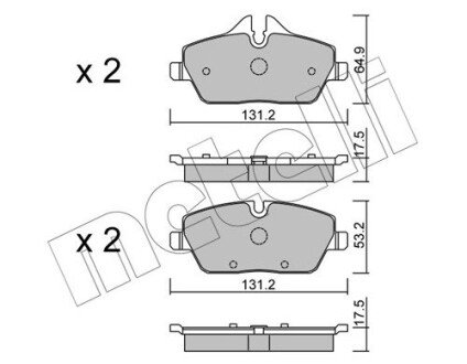 Колодки гальмівні (передні) BMW 1 (E81/E82/E87/E88) 04-13/2 (F45) 14-18 Metelli 22-0664-0