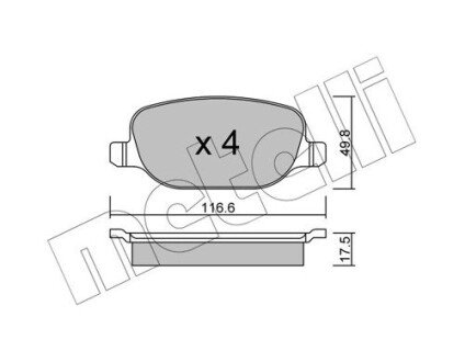 Колодки гальмівні (задні) Alfa Romeo 159/Brera/Spider/Lancia Thesis 02-12 Metelli 22-0704-0 (фото 1)