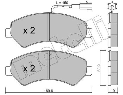 Колодки гальмівні (передні) Citroen Jumper/Fiat Ducato/Peugeot Boxer 06- R16 (з датчиком) Metelli 22-0709-1