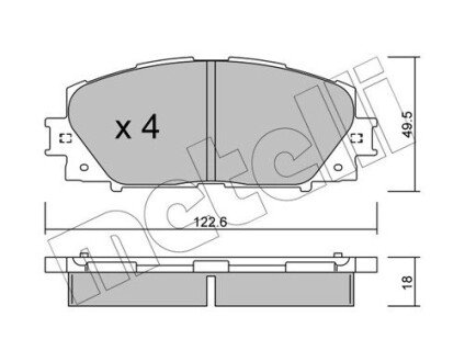 Колодки гальмівні (передні) Toyota Yaris 05-/Great Wall C30/Lingao/Tengyi 09- Metelli 22-0745-0