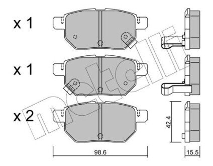 Колодки гальмівні (задні) Toyota Corolla/Auris 06-14/IQ/Urban Cruiser 09-15/Prius 12-/Yaris 05- Metelli 22-0746-0