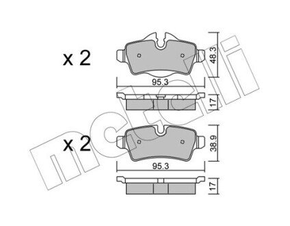 Колодки гальмівні (задні) Mini (R56)/Roadster (R59)/Clubman (R55) 06-06 Metelli 22-0769-0 (фото 1)