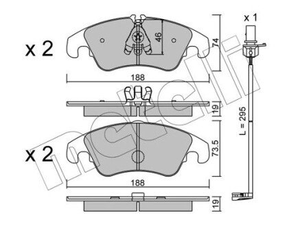 Колодки гальмівні (передні) Audi A6/A7/Q5 08-(з датчиком) Metelli 22-0775-4K