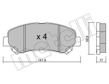 Комплект гальмівних колодок з 4 шт. дисків Metelli 22-0792-0