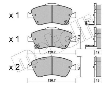 Колодки гальмівні (передні) Toyota Auris 06-12 / Corolla 06-14 Metelli 22-0794-0