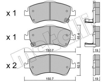 Колодки гальмівні (передні) Toyota Avensis/Verso 08-18/Corolla/Auris 06-15 Metelli 22-0795-0