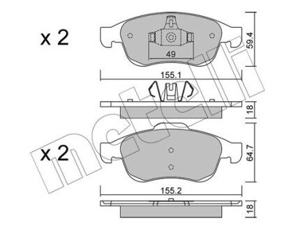 Комплект гальмівних колодок (дискових) Metelli 22-0817-0 (фото 1)