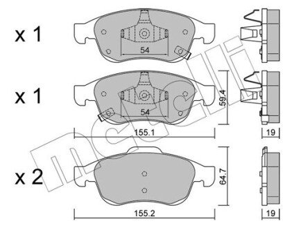 Колодки гальмівні (передні) Fiat 500/Jeep Renegade 14- Metelli 22-0817-2