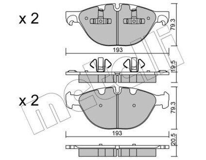 Колодки гальмівні (передні) BMW X5 (E70)/X6 (E71/E72) 07-14 Metelli 22-0823-0 (фото 1)