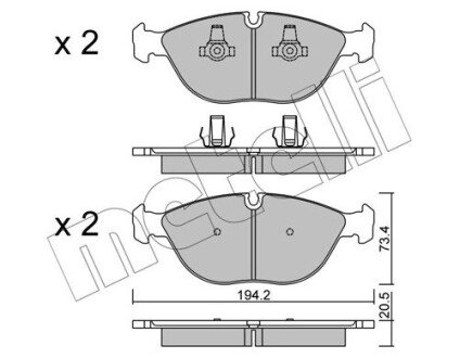 Колодки гальмівні (передні) Audi A8/BMW 7 (E38) -01/VW Golf IV/Passat 01-05 Metelli 22-0828-0