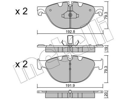 Комплект гальмівних колодок (дискових) Metelli 22-0830-0