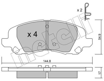 Колодки гальмівні (передні) Dodge Avenger/Caliber/Jeep Compass/Patriot/Lancia Flavia 06- Metelli 22-0861-0