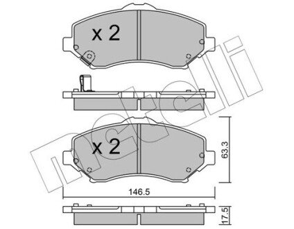 Колодки гальмівні (передні) Chrysler Grand Voyager/Dodge Caravan/Journey/Jeep Cherokee/Compass 07- Metelli 22-0862-0 (фото 1)