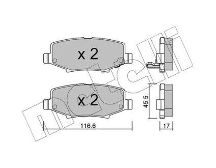 Колодки гальмівні (задні) Jeep Cherokee 08-/Compass 06-/Wrangler 07-/Dodge Nitro 06-12 Metelli 22-0863-0