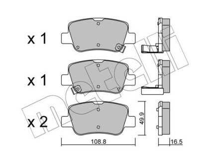 Колодки гальмівні (задні) Toyota Avensis 08-18 Metelli 22-0881-0 (фото 1)