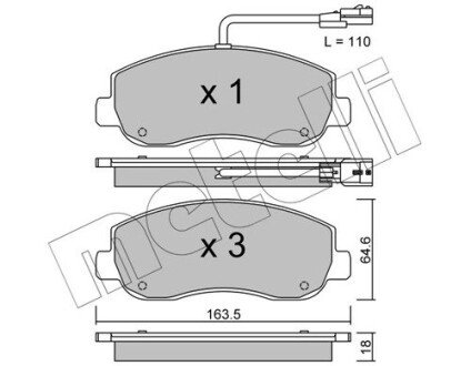 Колодки гальмівні (передні) Renault Master III/Opel Movano B/Nissan NV400 10-(+датчик) Metelli 22-0898-0