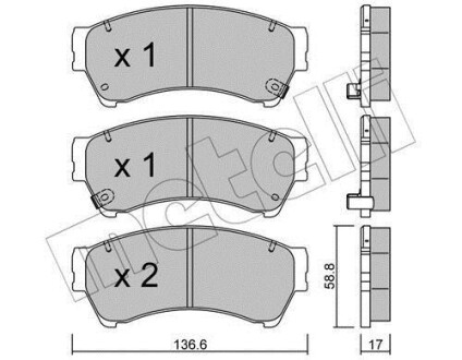 Колодки гальмівні (передні) Ford Fusion/Ford USA Fusion 06-/Mazda 6 02-13 Metelli 22-0924-0