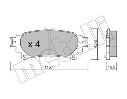 Колодки гальмівні (задні) Lexus RX 08-15 Metelli 22-0939-0