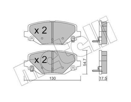 Колодки гальмівні (задні) Chrysler Grand Voyager 07-/Fiat Freemont 11- Metelli 22-0947-0