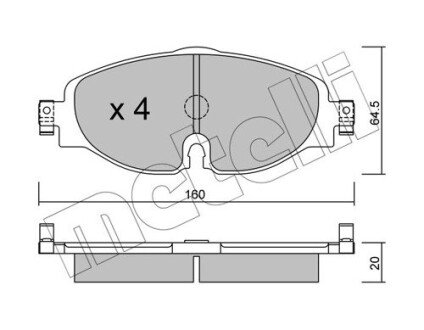 Колодки гальмівні (передні) Audi A1/Q3 18-/Skoda Octavia/VW Golf/Caddy/Touran/Passat 12- Metelli 22-0950-0