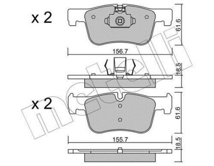 Колодки гальмівні (передні) BMW 1 (F20/F21)/3 (F30/F31/F34/G20/F80)/4 (F32/F36/F82)/7 (F01-04) 10- Metelli 22-0960-0