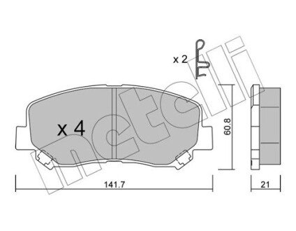 Колодки гальмівні (передні) Jeep Cherokee 2.0-2.2 CRD/3.2 13- Metelli 22-0969-1