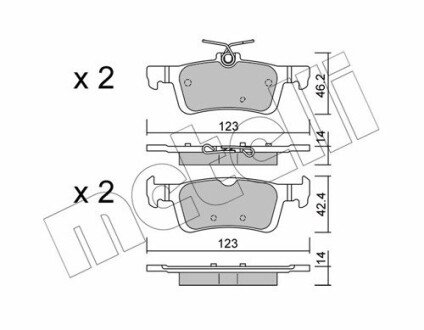 Колодки гальмівні (задні) Ford Fiesta 1.0 EcoBoost 17- Metelli 22-0986-1