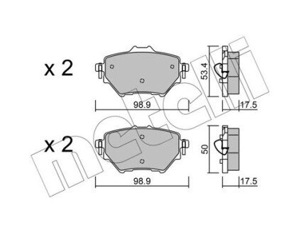 Комплект гальмівних колодок (дискових) Metelli 22-0987-0