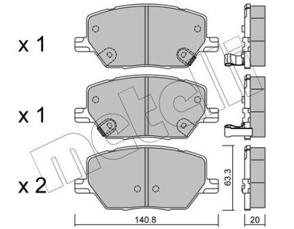 Колодки гальмівні (передні) Fiat 500X 1.4-1.6/1.6-2.0D 14-/ Jeep Renegade1.4-1.6/2.0CRD 14- Metelli 22-1001-0 (фото 1)