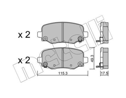 Колодки гальмівні (задні) Jeep Cherokee 13- Metelli 22-1002-0