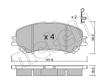 Колодки гальмівні (передні) Nissan Qashqai II 13-/X-Trail 19-/Renault Kadjar 15- Metelli 22-1010-0