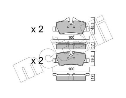 Колодки гальмівні (задні) Mini Mini Cooper/One 13- B36/B37/B46/B47/B48 Metelli 22-1014-0