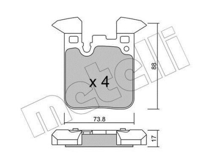 Колодки гальмівні (задні) BMW 1 (F20/F21)/3 (F30/F31/F34) 11- B37/B47/N13/N47/N55 Metelli 22-1016-0