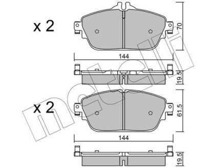 Колодки гальмівні (передні) MB C-class (W205/S205/C205)/E-class (W213) 14- Metelli 22-1017-0