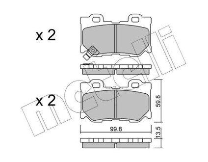 Колодки гальмівні (задні) Infiniti FX/G/Q50 08- Metelli 22-1030-0