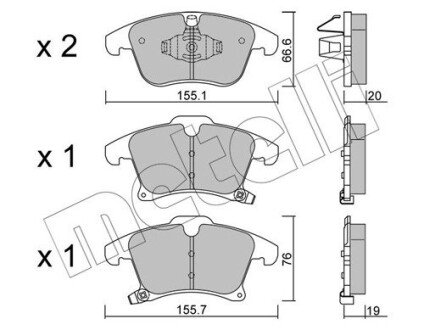 Комплект гальмівних колодок з 4 шт. дисків Metelli 22-1039-0 (фото 1)