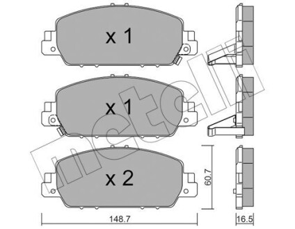 Колодки гальмівні (передні) Honda Accord IX/X 12-/HR-V 15- Metelli 22-1083-0