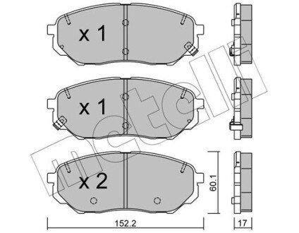 Колодки гальмівні (передні) Hyundai Santa Fe IV/Kia Sorento 2.0-3.3 15- Metelli 22-1096-0