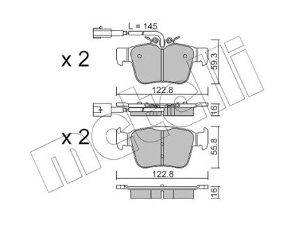 Колодки гальмівні (задні) Alfa Romeo Giulia/Stelvio/Maserati Levante Suv 15-(з датчиком) Metelli 22-1101-0