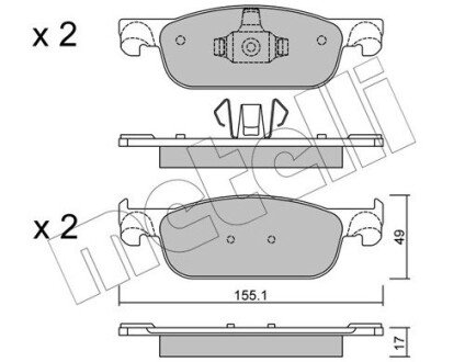 Колодки гальмівні (передні) Renault Logan II/Clio IV/Sandero II 11-/Lada Xray 16- Metelli 22-1109-0 (фото 1)