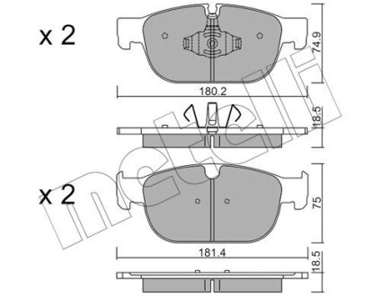 Колодки гальмівні (передні) Volvo S60/S90/V60/V90/XC40/XC60/XC90 2.0 15- Metelli 22-1120-0