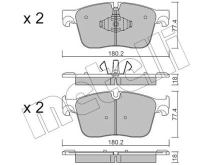 Колодки гальмівні (передні) Land Rover Range Rover Velar 2.0/3.0 17- Metelli 22-1124-0