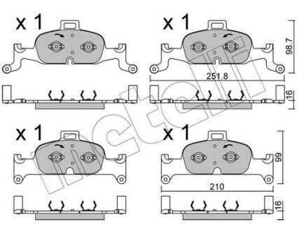 Колодки гальмівні (передні) Audi A4 15-/A5 16-/A6 18-/A7 16-/Q5 16- Metelli 22-1126-0